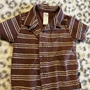 Brown Striped Kids Polo Shirt